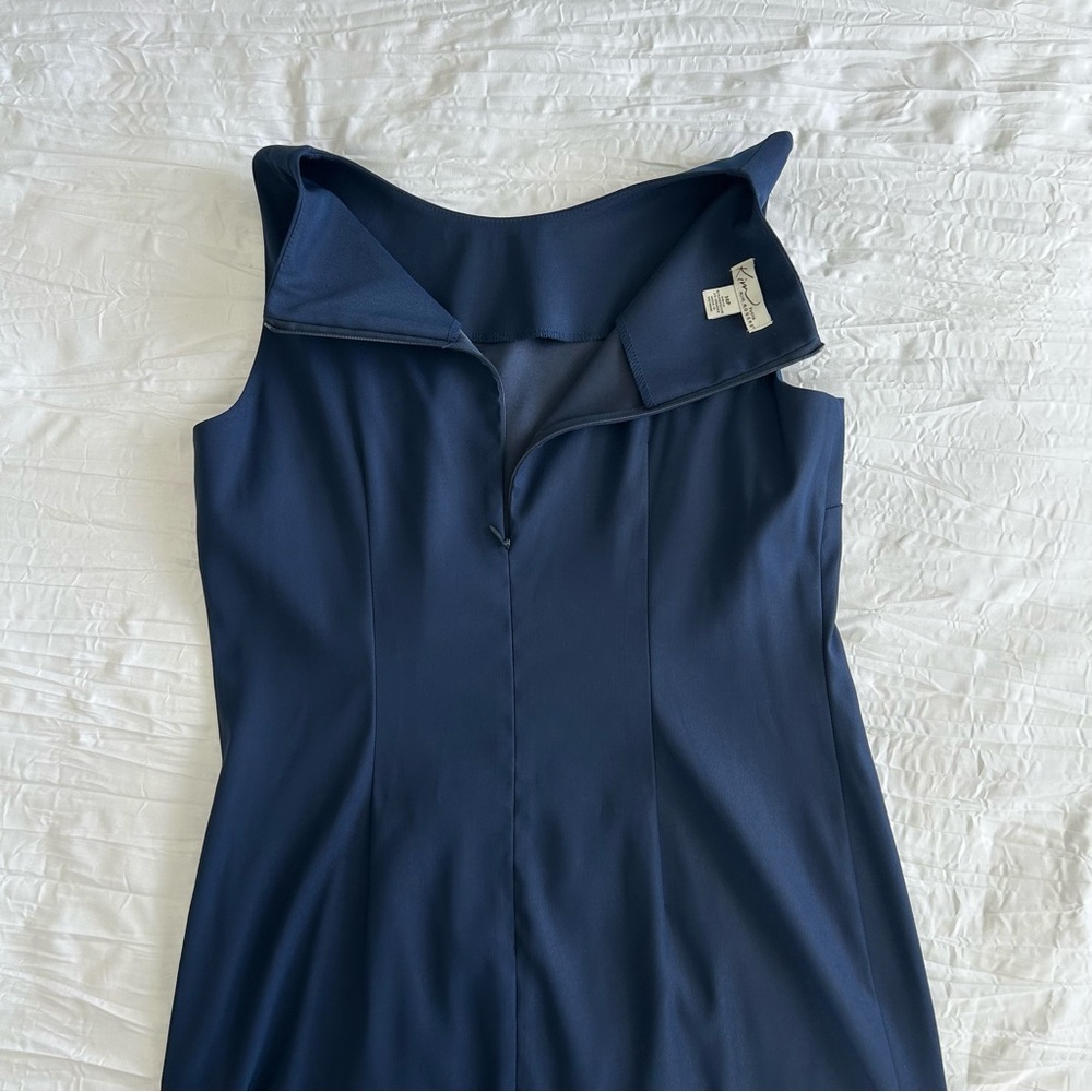 KIM ROGERS PETITE Women’s Sleeveless Sheath‎ Dress Navy Blue Pin-tuck Pleats 14P - Picture 5 of 10